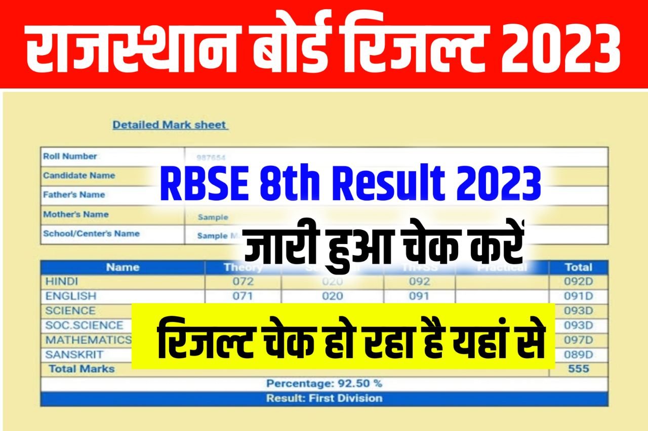 Rbse 8th Result Kaise Dekhe 2023 ,[रिजल्ट जारी] Rajasthan Board 8th